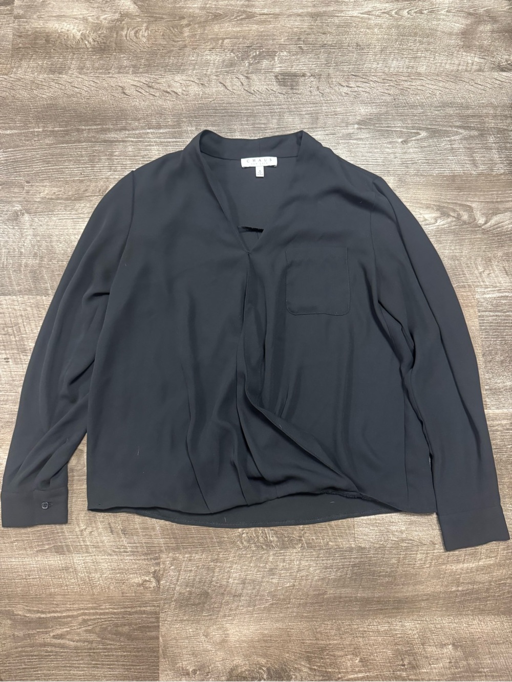 Chaus Black Long Sleeve Blouse Size Small